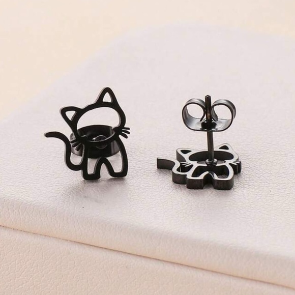 Black Cat Earrings - Picture 3 of 5